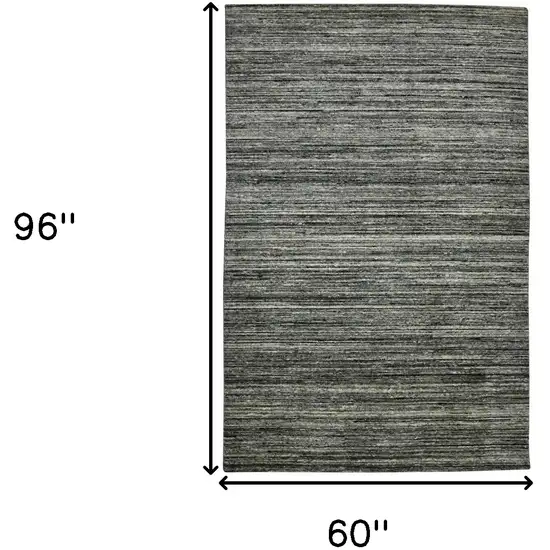 Gray And Black Wool Striped Hand Woven Area Rug Photo 8