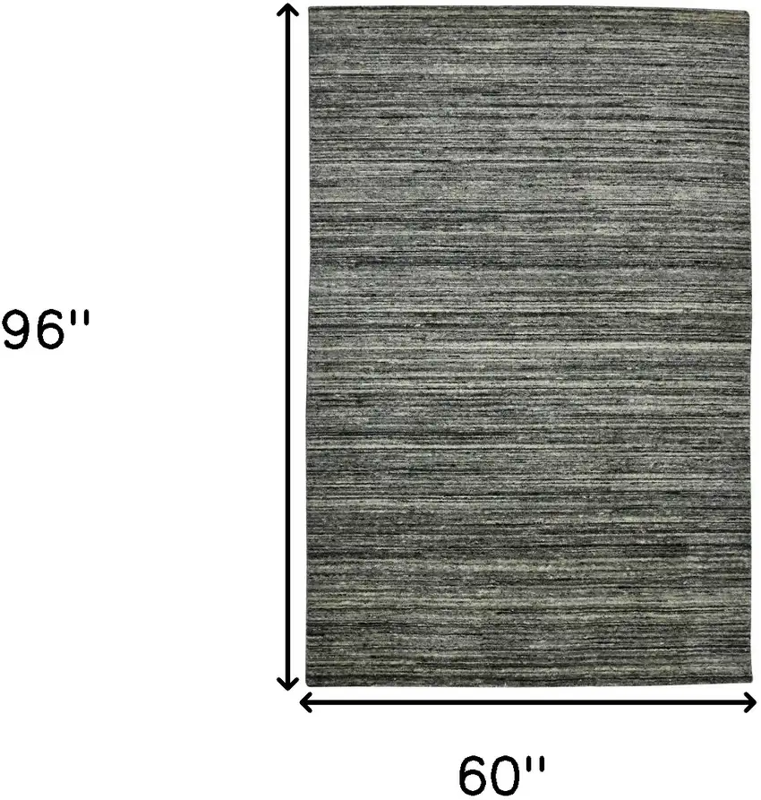 Gray And Black Wool Striped Hand Woven Area Rug Photo 8