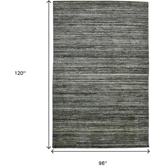 Gray And Black Wool Striped Hand Woven Area Rug Photo 6