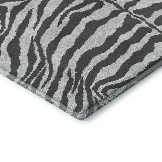 Gray And Black Zebra Print Washable Indoor Outdoor Area Rug Photo 4