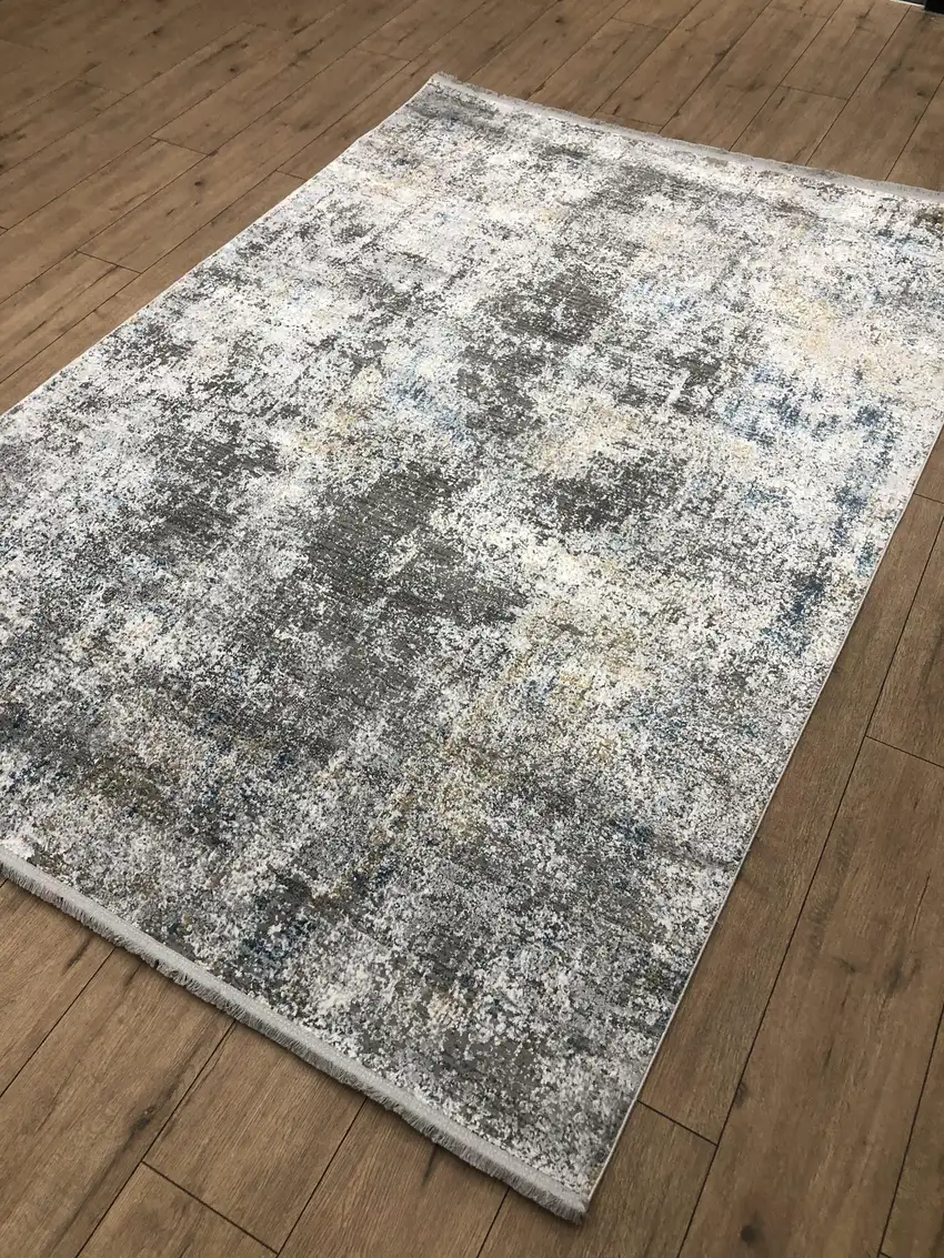 Gray And Blue Abstract Area Rug Photo 6