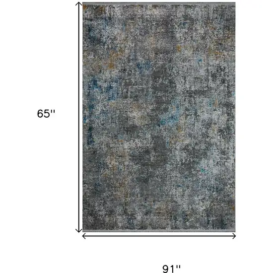 Gray And Blue Abstract Area Rug Photo 9