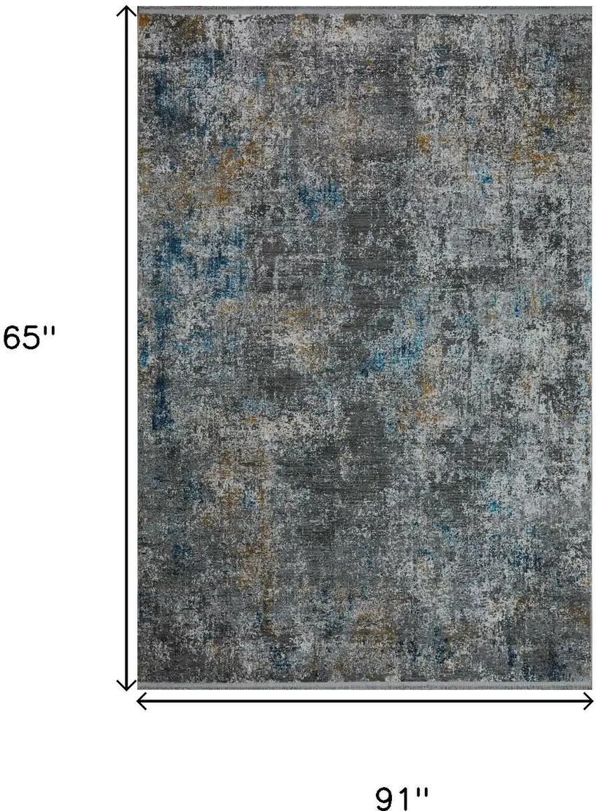 Gray And Blue Abstract Area Rug Photo 9