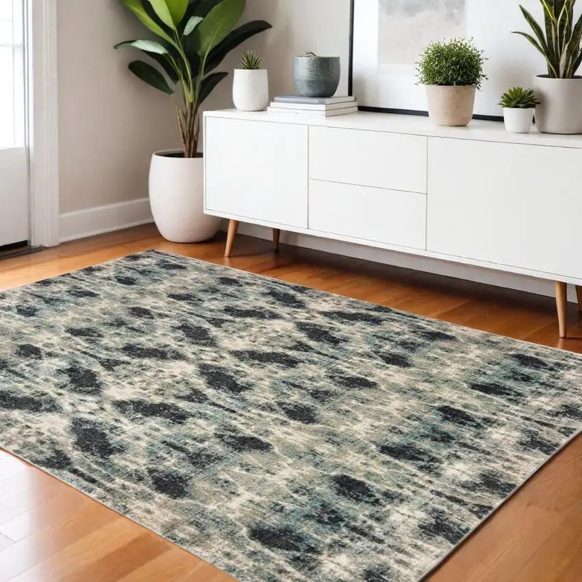 Gray And Blue Abstract Area Rug Photo 1