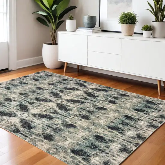 Gray And Blue Abstract Area Rug Photo 1