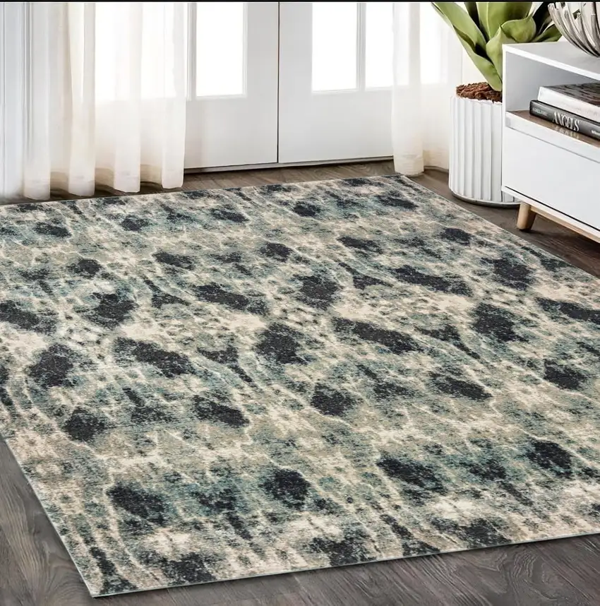 Gray And Blue Abstract Area Rug Photo 1