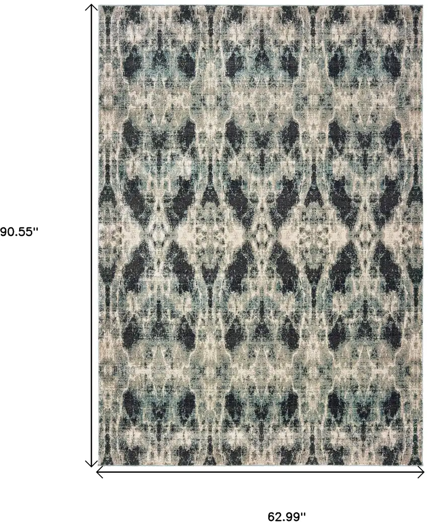 Gray And Blue Abstract Area Rug Photo 3