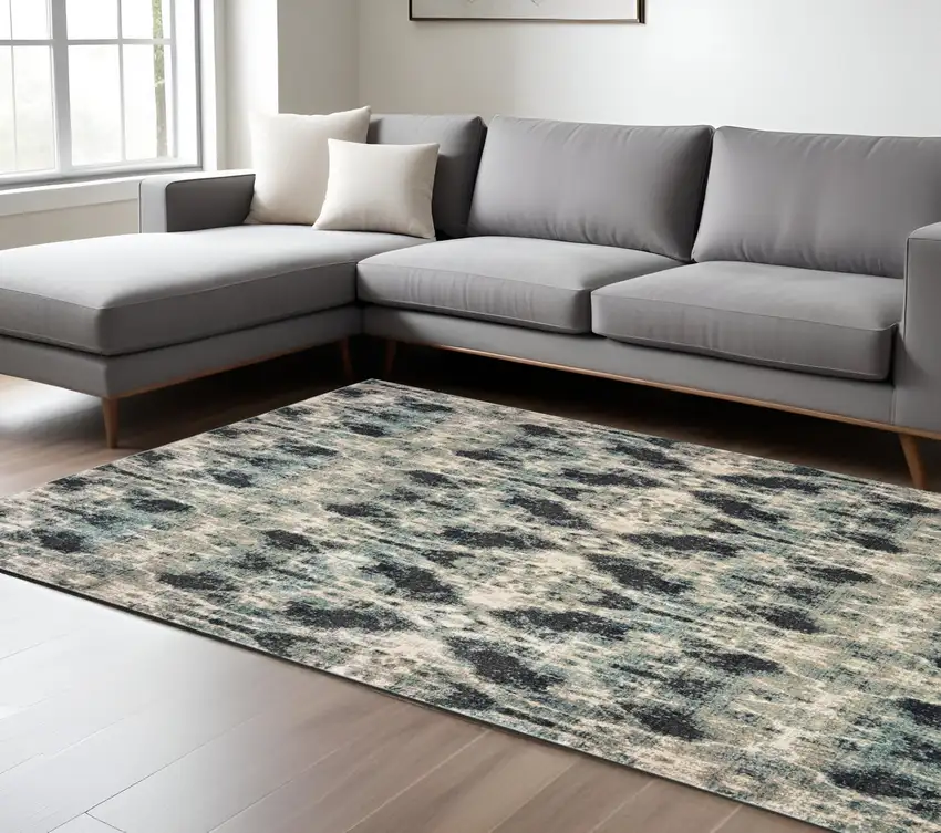 Gray And Blue Abstract Area Rug Photo 1