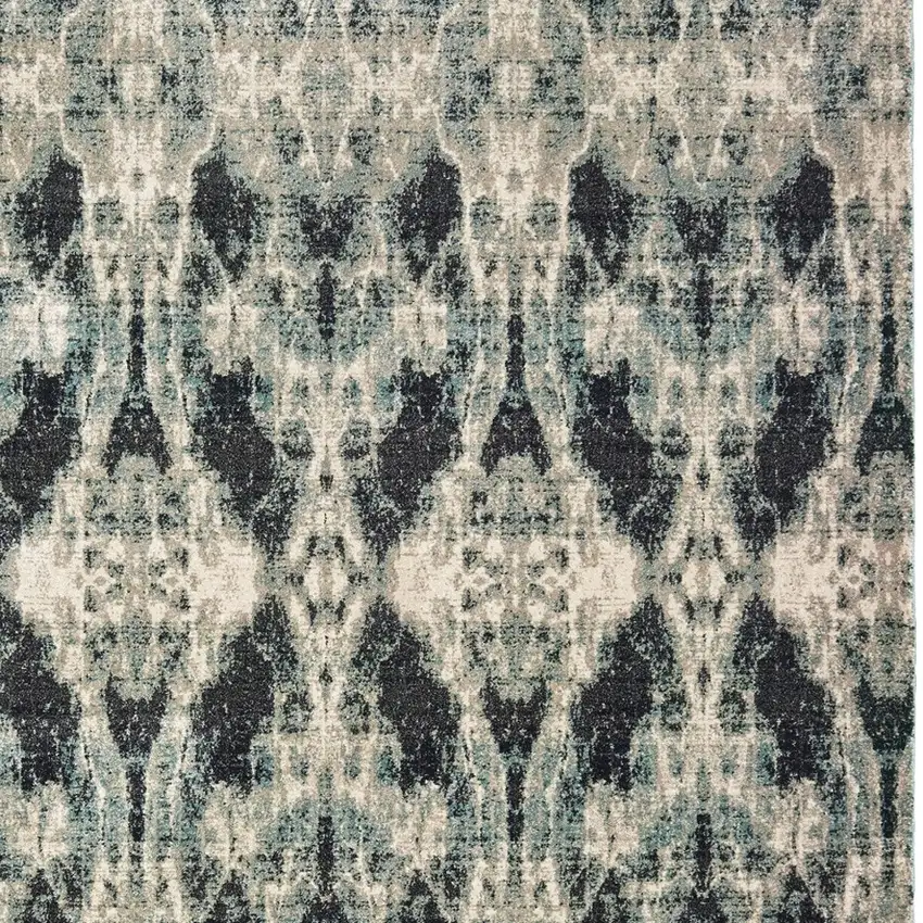 Gray And Blue Abstract Area Rug Photo 5
