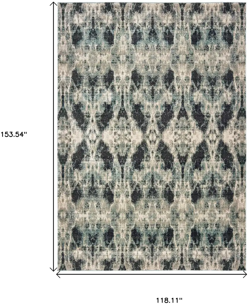 Gray And Blue Abstract Area Rug Photo 3