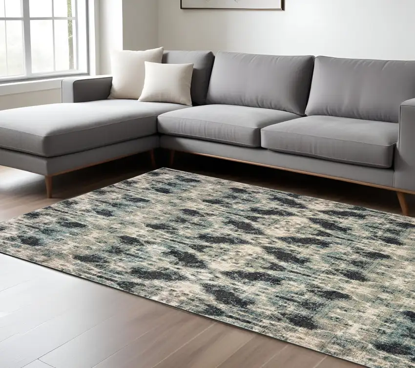 Gray And Blue Abstract Area Rug Photo 1