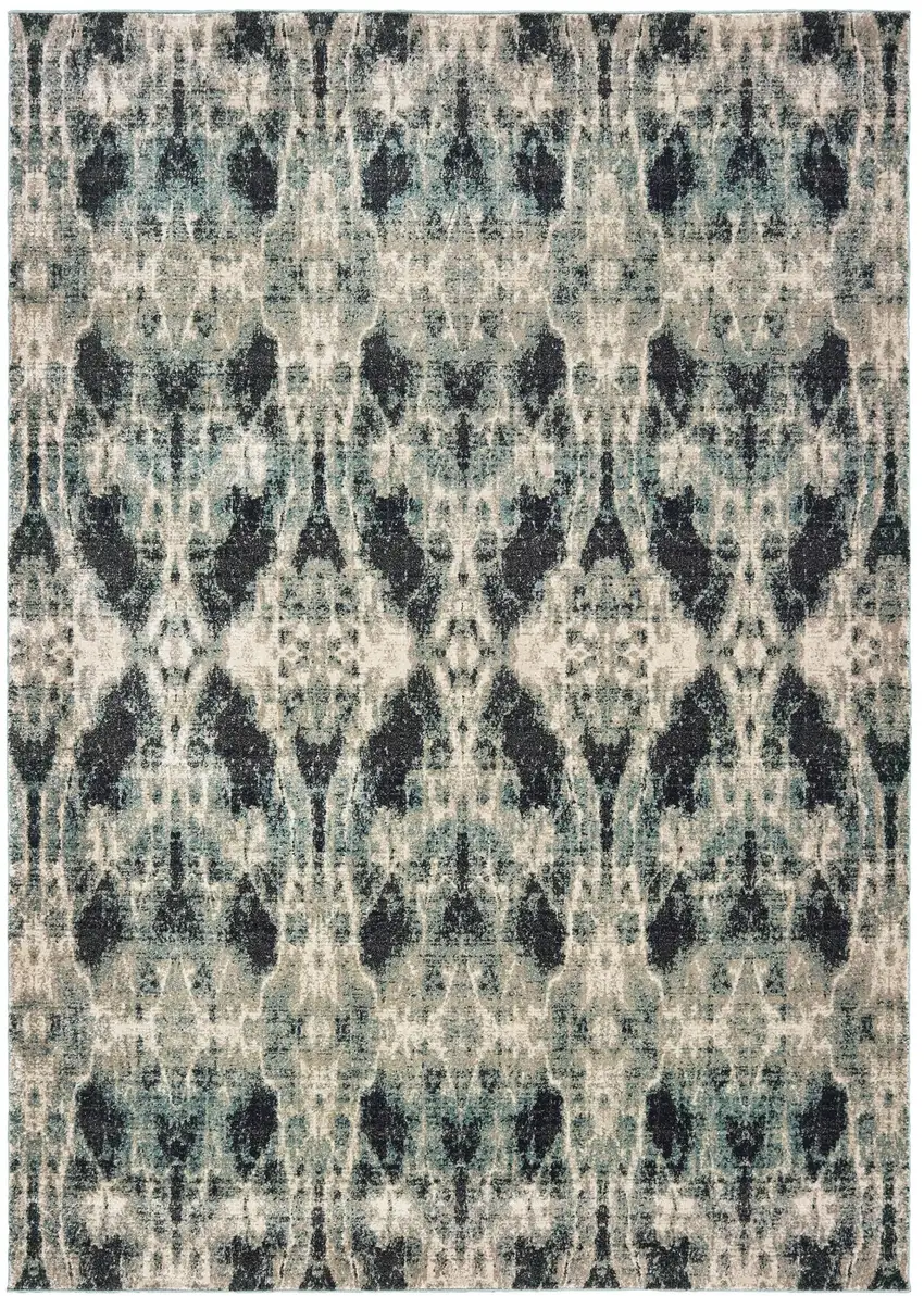 Gray And Blue Abstract Area Rug Photo 2