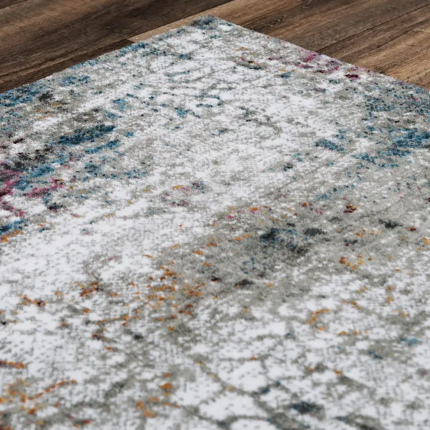 Gray And Blue Abstract Hand Carved Handmade Area Rug Photo 4