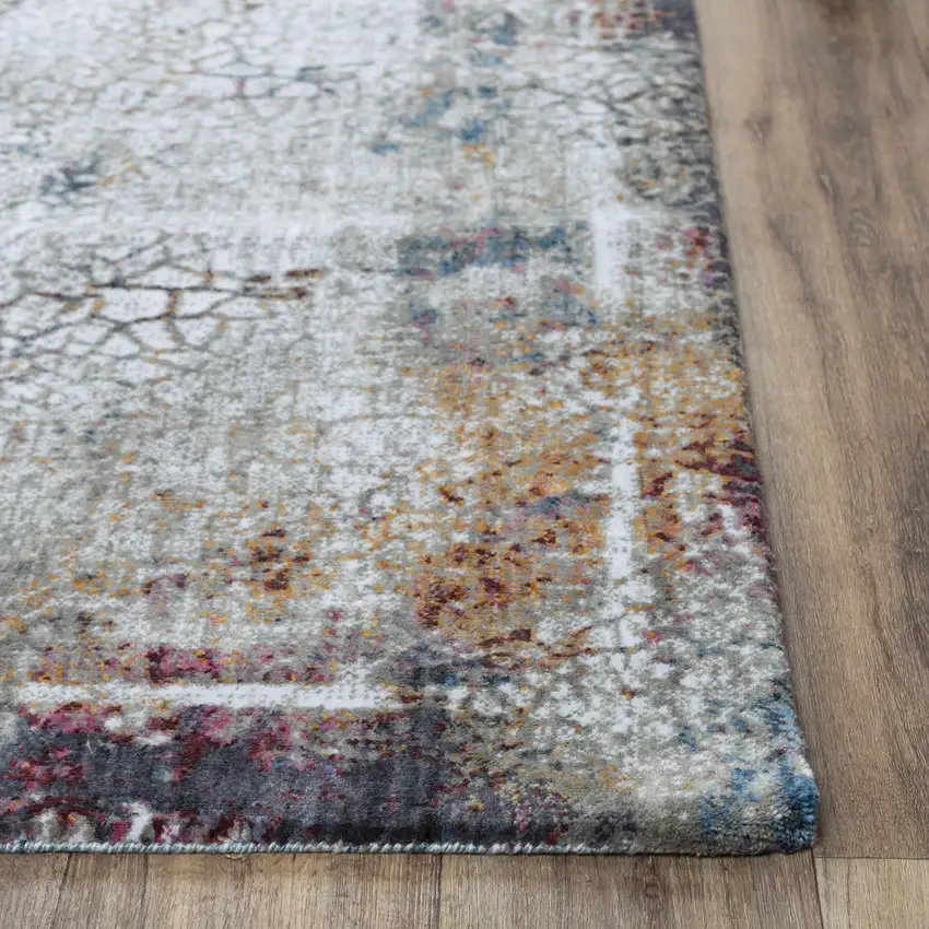 Gray And Blue Abstract Hand Carved Handmade Area Rug Photo 2