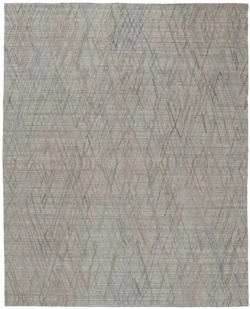 Gray And Blue Abstract Hand Woven Area Rug Photo 1
