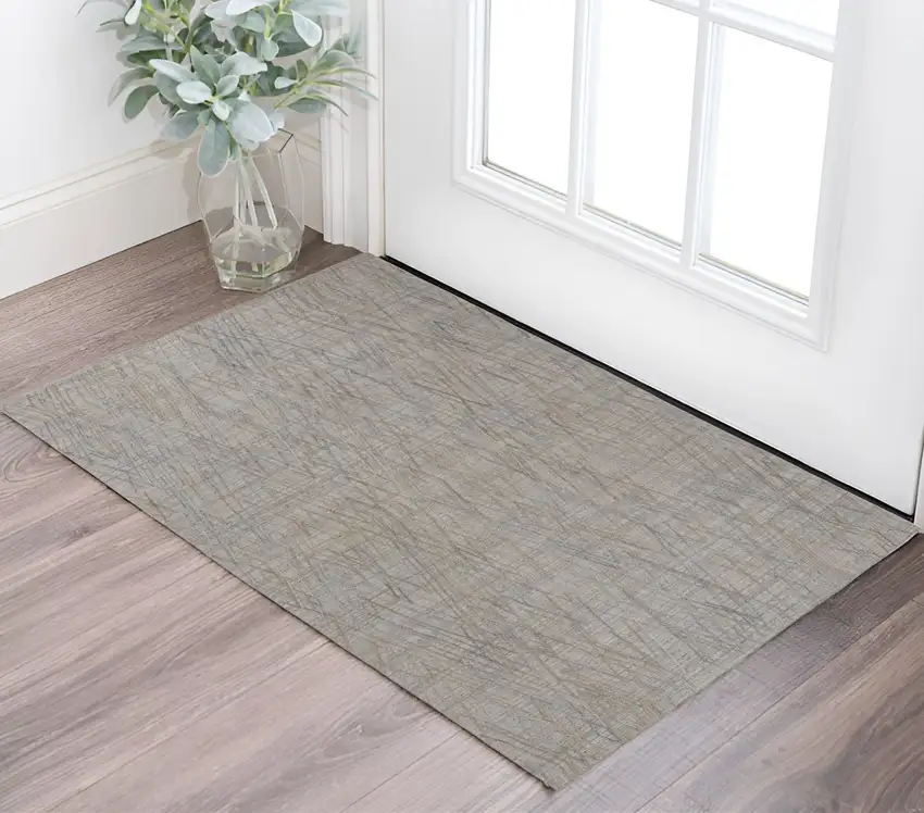 Blue and Gray Abstract Hand Woven Area Rug Photo 1