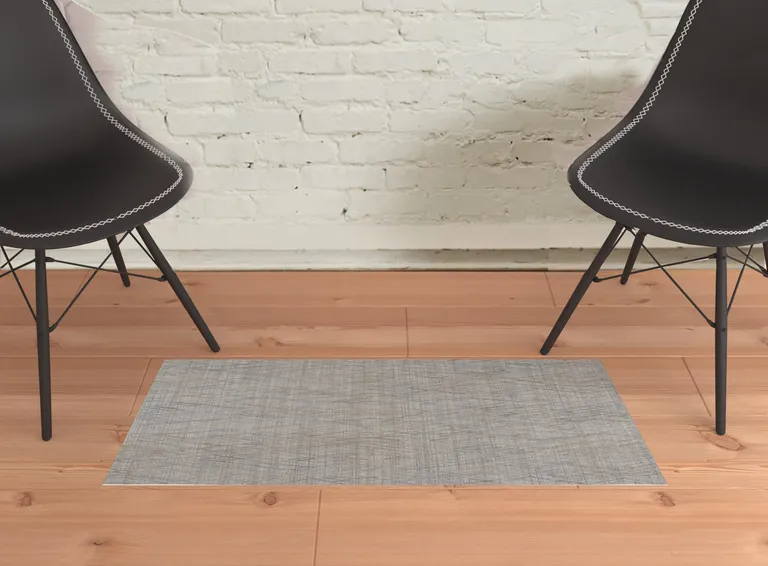 Gray And Blue Abstract Hand Woven Area Rug Photo 2