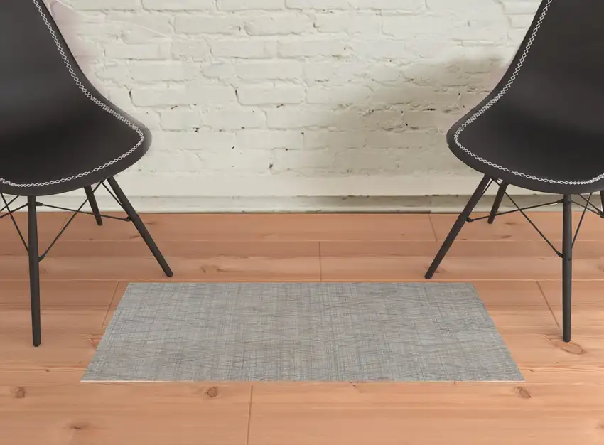 Gray And Blue Abstract Hand Woven Area Rug Photo 2