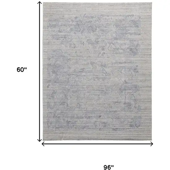 Gray And Blue Abstract Hand Woven Area Rug Photo 9