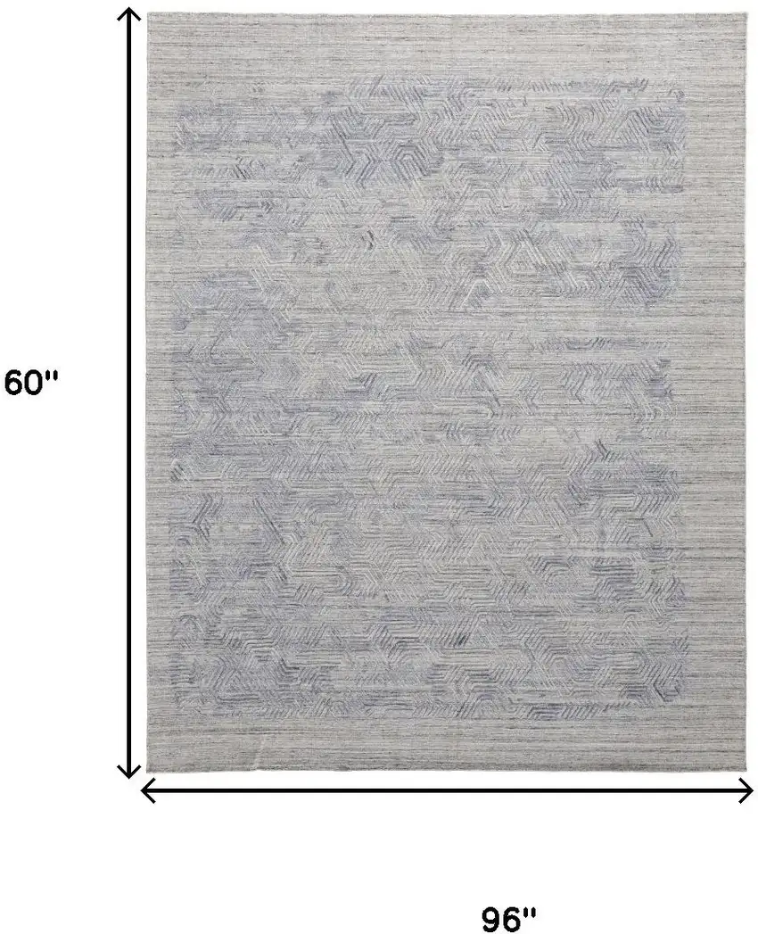 Gray And Blue Abstract Hand Woven Area Rug Photo 9