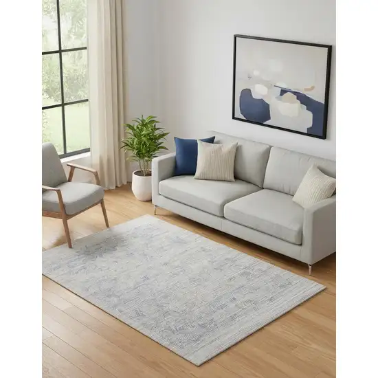 Gray And Blue Abstract Hand Woven Area Rug Photo 1