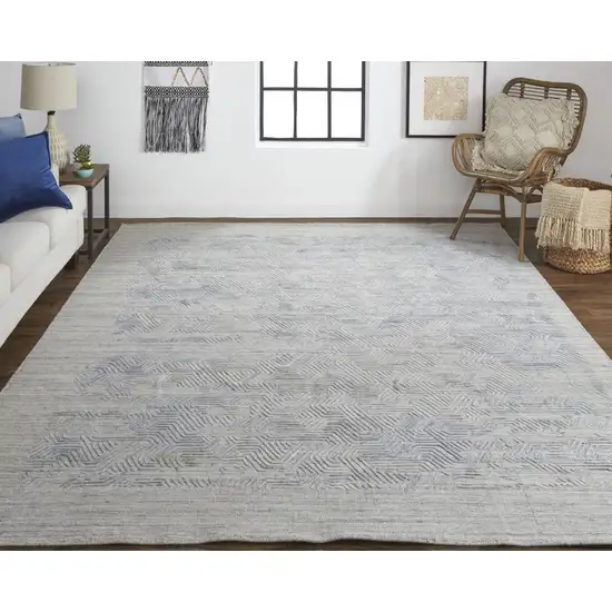 Gray And Blue Abstract Hand Woven Area Rug Photo 7