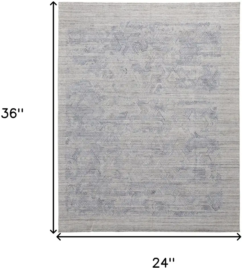 Gray And Blue Abstract Hand Woven Area Rug Photo 10