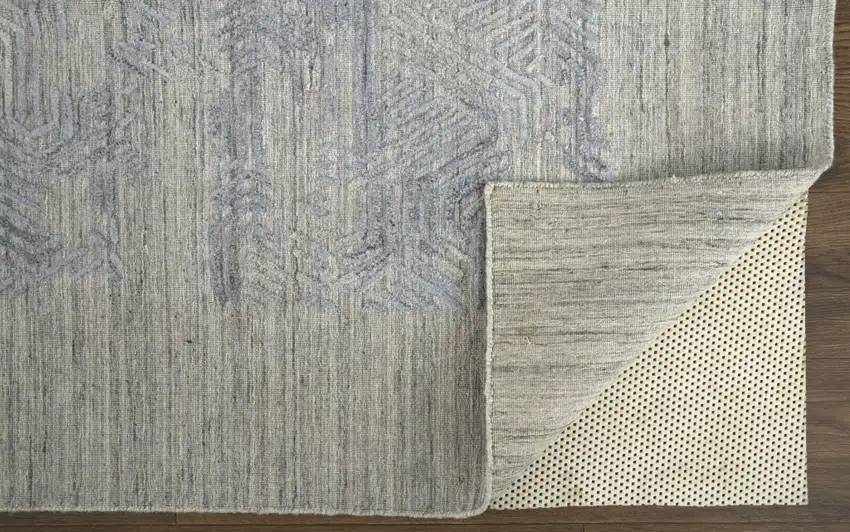 Gray And Blue Abstract Hand Woven Distressed Area Rug Photo 3