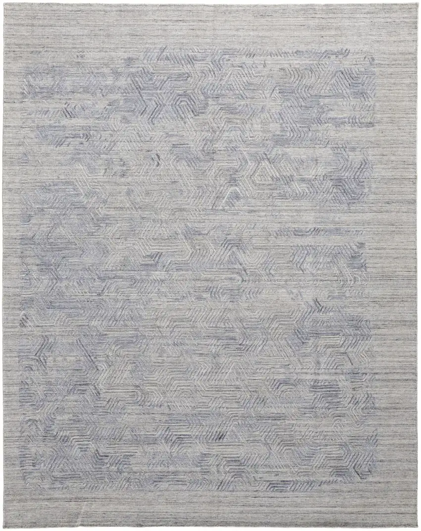 Gray And Blue Abstract Hand Woven Distressed Area Rug Photo 1