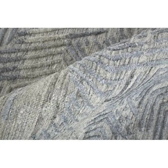Blue and Gray Abstract Hand Woven Distressed Area Rug Photo 8