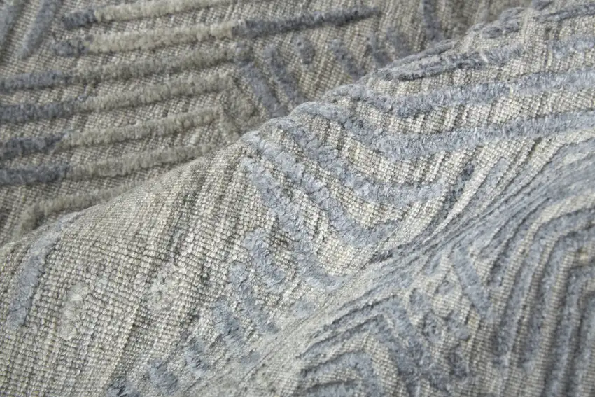 Blue and Gray Abstract Hand Woven Distressed Area Rug Photo 8