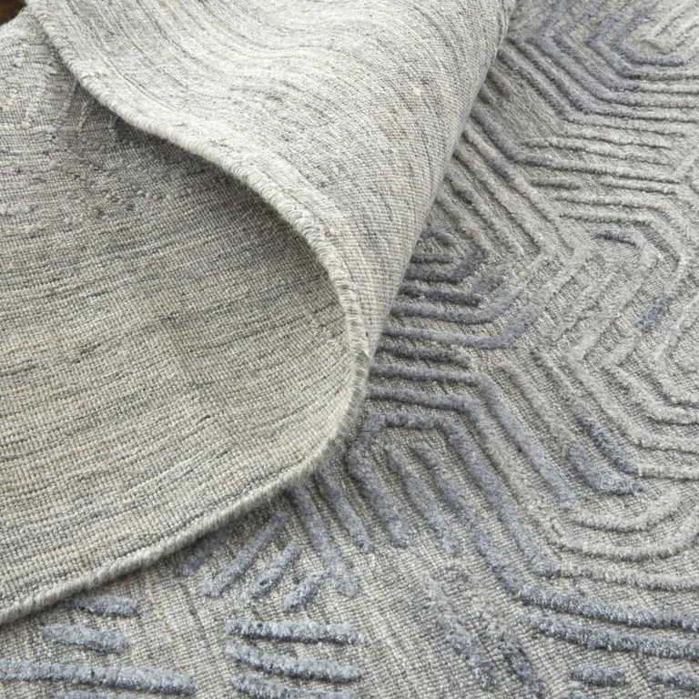 Gray And Blue Abstract Hand Woven Distressed Area Rug Photo 1