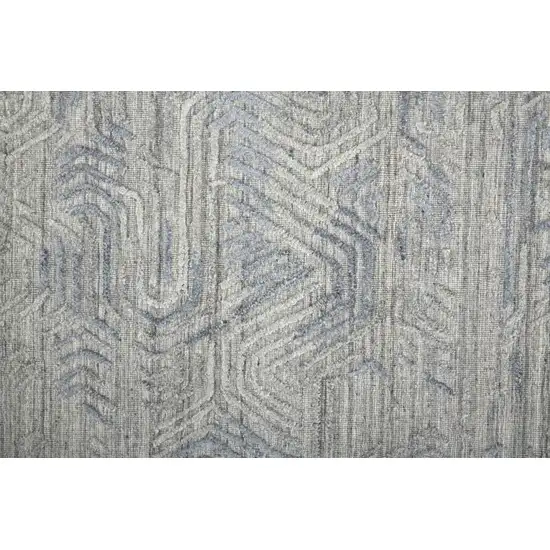 Blue and Gray Abstract Hand Woven Distressed Area Rug Photo 9