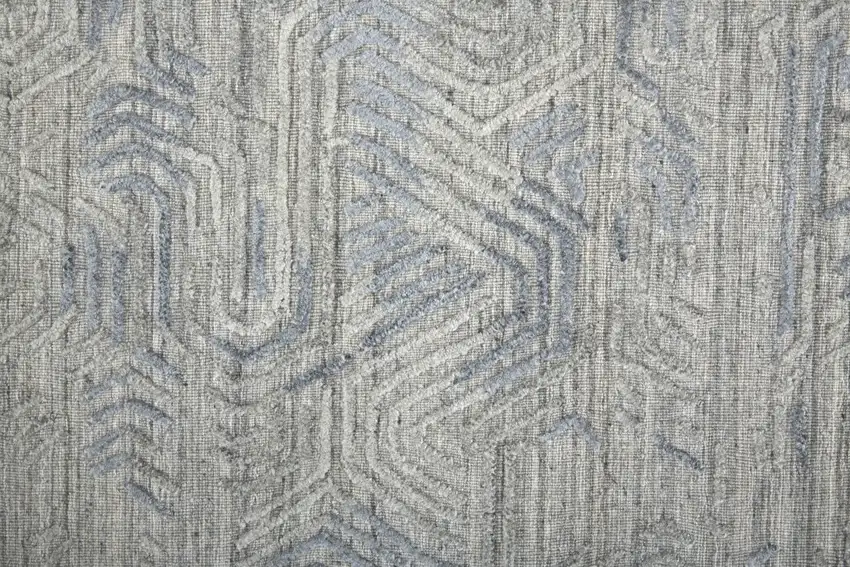 Blue and Gray Abstract Hand Woven Distressed Area Rug Photo 9