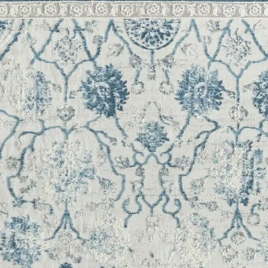 Gray And Blue Abstract Runner Rug Photo 2