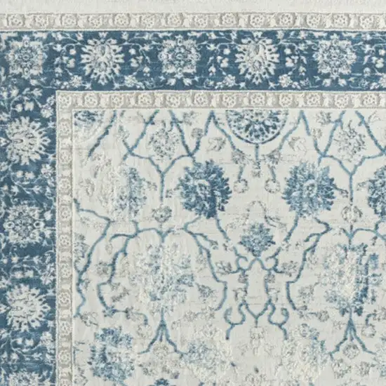 Gray And Blue Abstract Runner Rug Photo 3