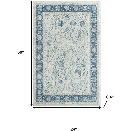 Gray And Blue Abstract Runner Rug Photo 9