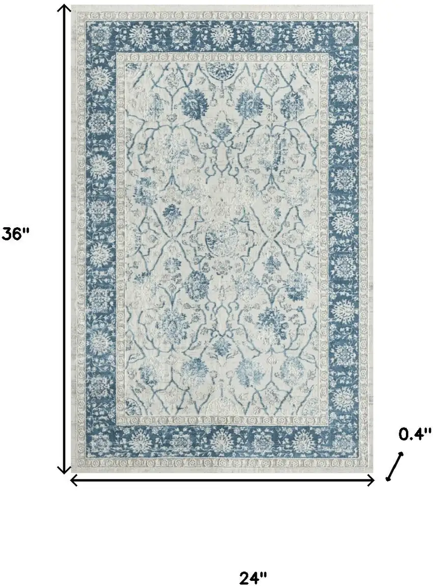 Gray And Blue Abstract Runner Rug Photo 9