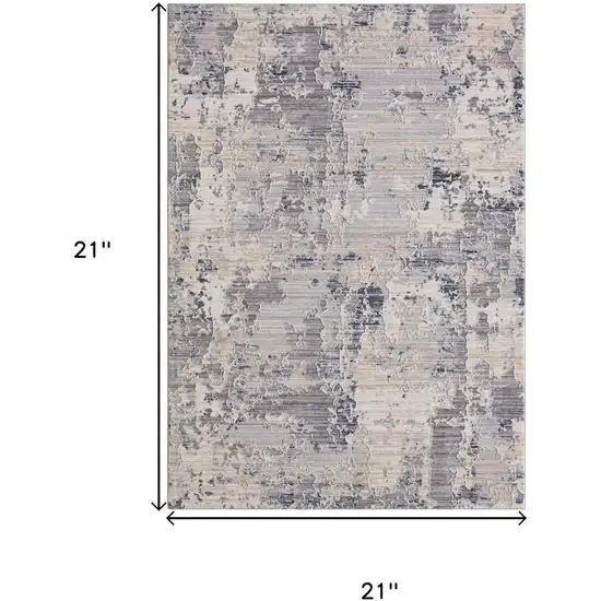 Gray And Blue Abstract Square Rug Photo 3