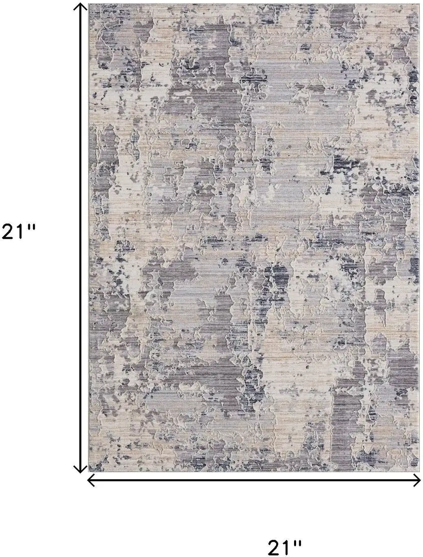 Gray And Blue Abstract Square Rug Photo 3