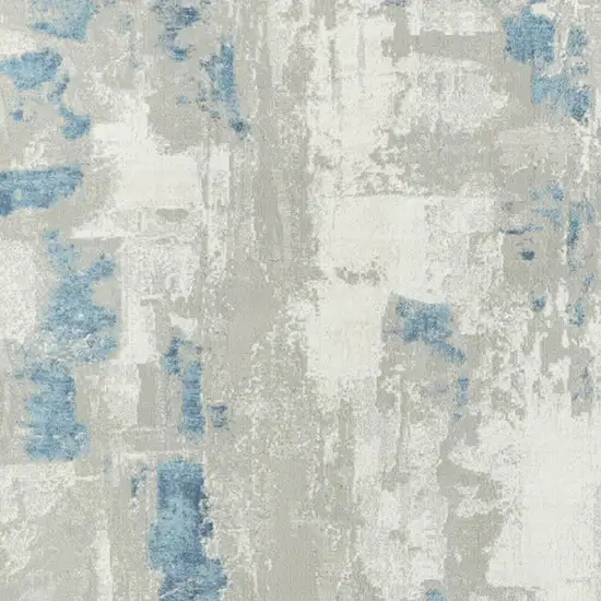 Gray And Blue Abstract Square Rug Photo 2