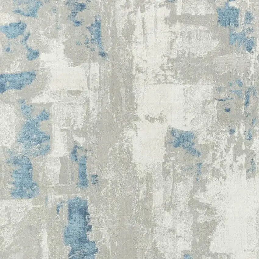 Gray And Blue Abstract Square Rug Photo 2