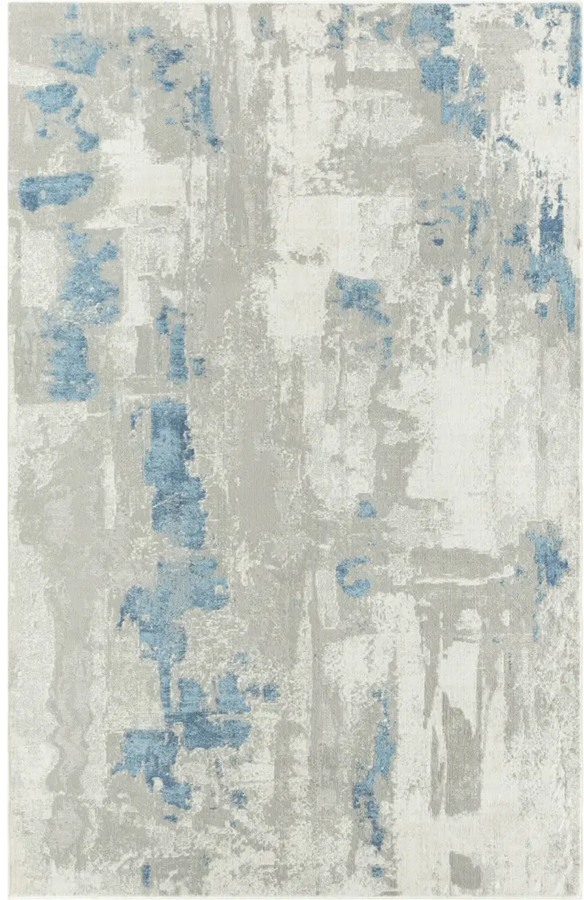 Gray And Blue Abstract Square Rug Photo 1