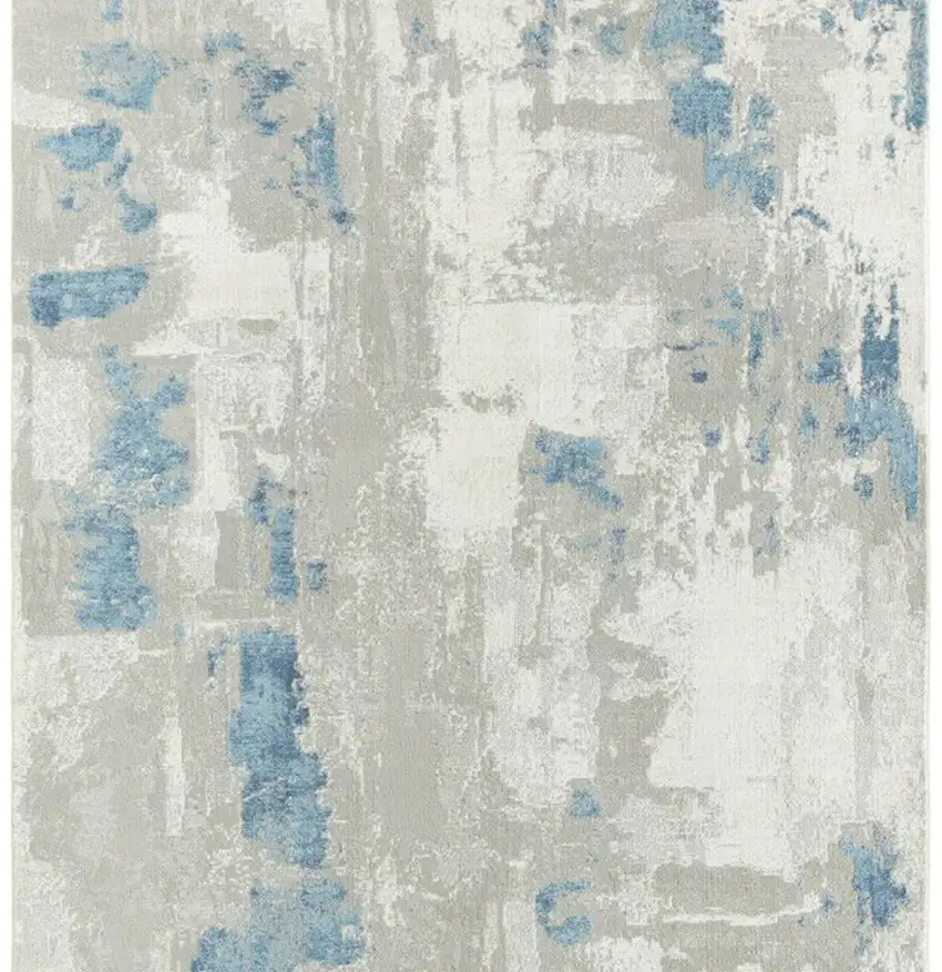 Gray And Blue Abstract Square Rug Photo 3