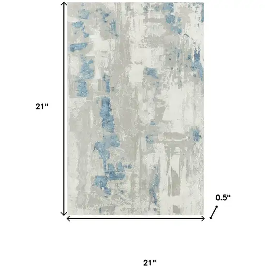 Gray And Blue Abstract Square Rug Photo 9