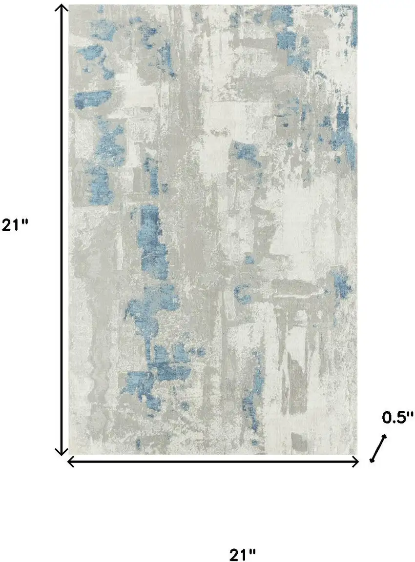 Gray And Blue Abstract Square Rug Photo 9