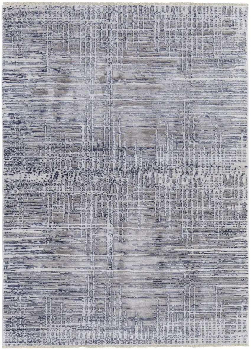Gray And Blue Abstract Stain Resistant Area Rug Photo 1
