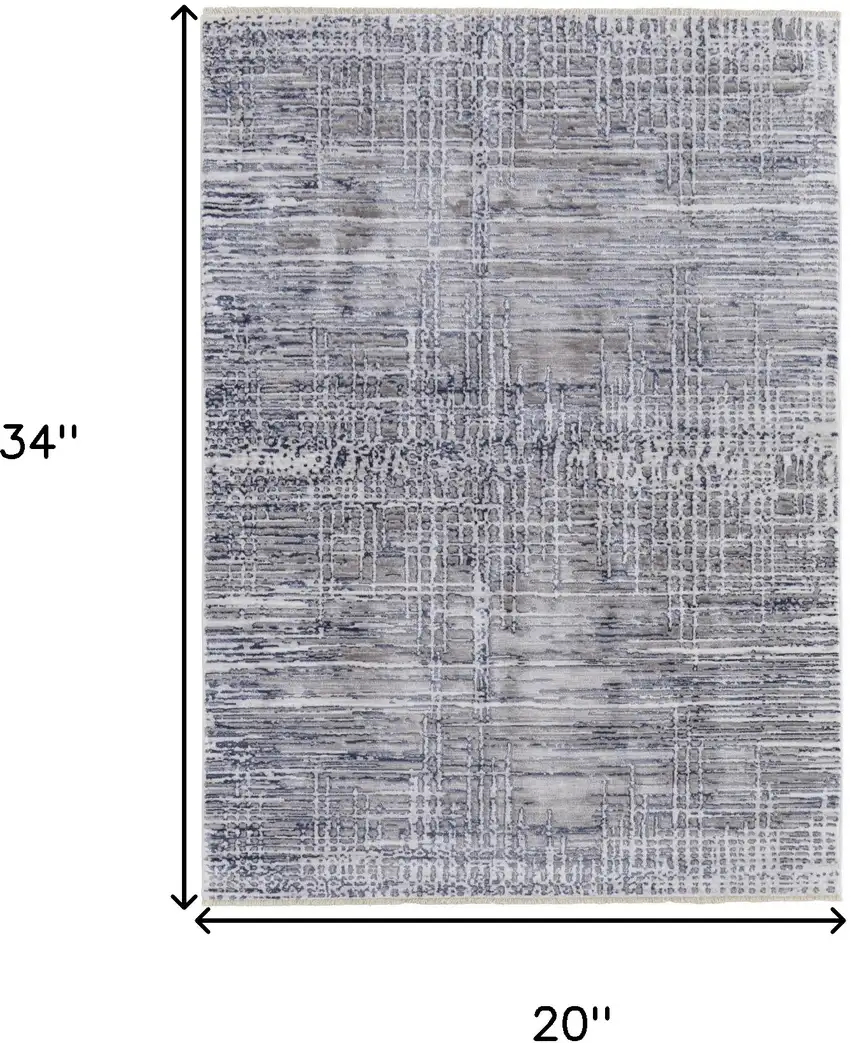 Gray And Blue Abstract Stain Resistant Area Rug Photo 4