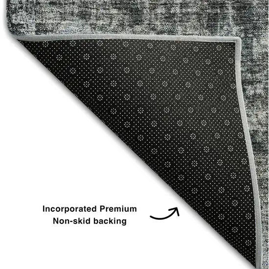 Gray And Blue Abstract Washable Area Rug With UV Protection Photo 6