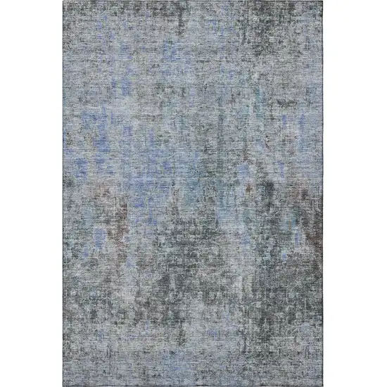 Gray And Blue Abstract Washable Area Rug With UV Protection Photo 3